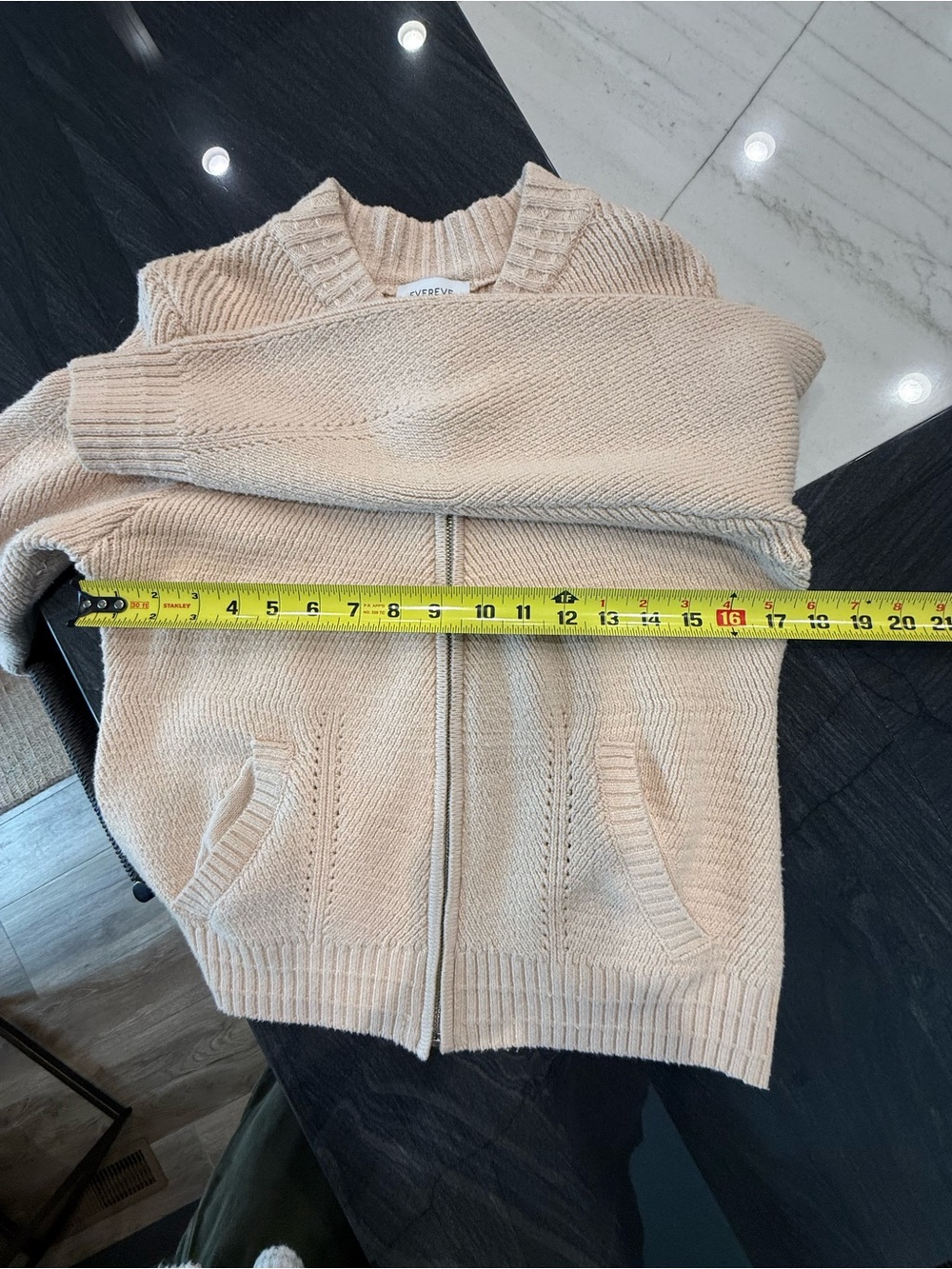 Evereve Neutral Cream Zip Knit Jacket - Picture 7 of 11